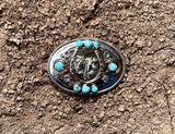 Three Dimensional Horse Belt Buckle with Kingman Turquoise