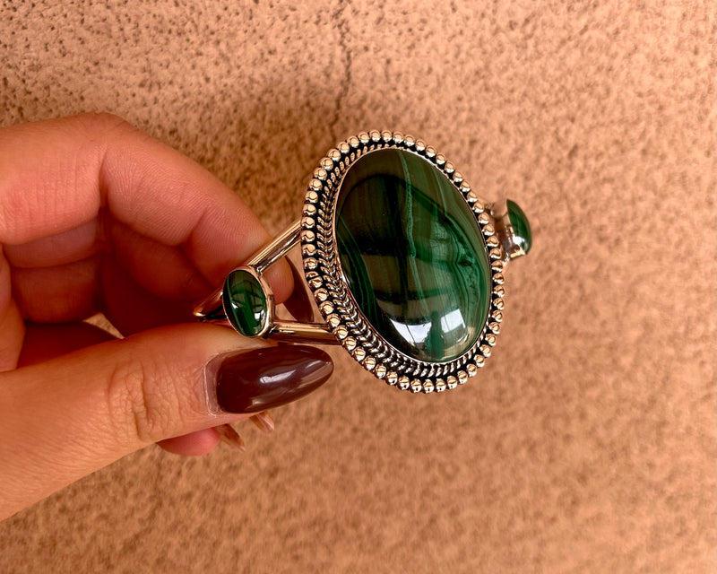 Three Stone Malachite Cuff from Rodgers Estate