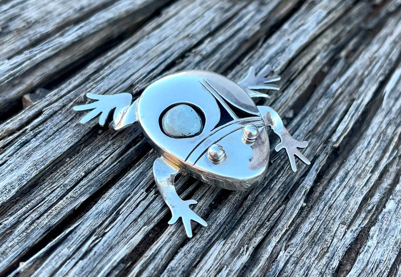 Teeny Frog Pin with Dry Creek Stone from Rodgers Estate