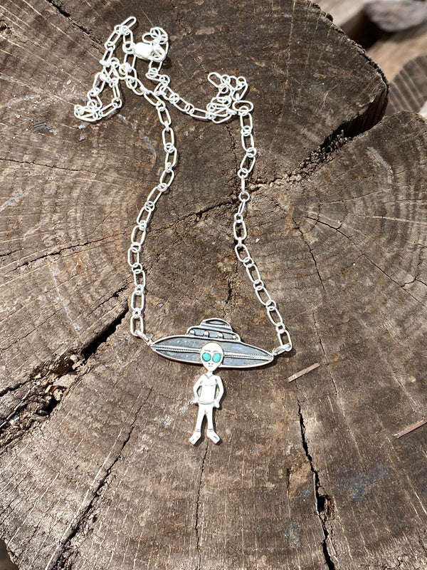 Jeremy Delgarito Space Ship Alien Necklace 18"