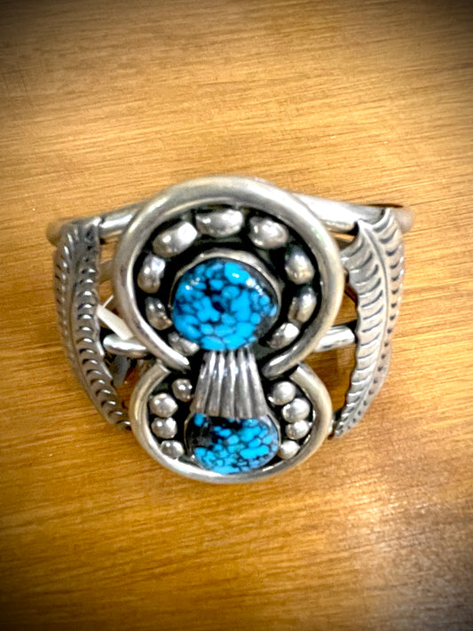 Vintage Turquoise 2 Stone Cuff