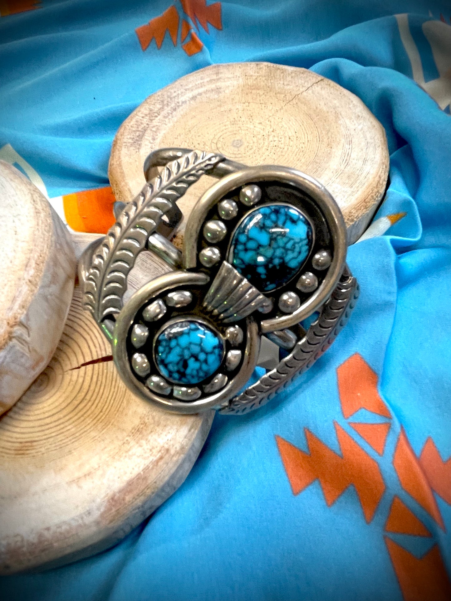 Vintage Turquoise 2 Stone Cuff