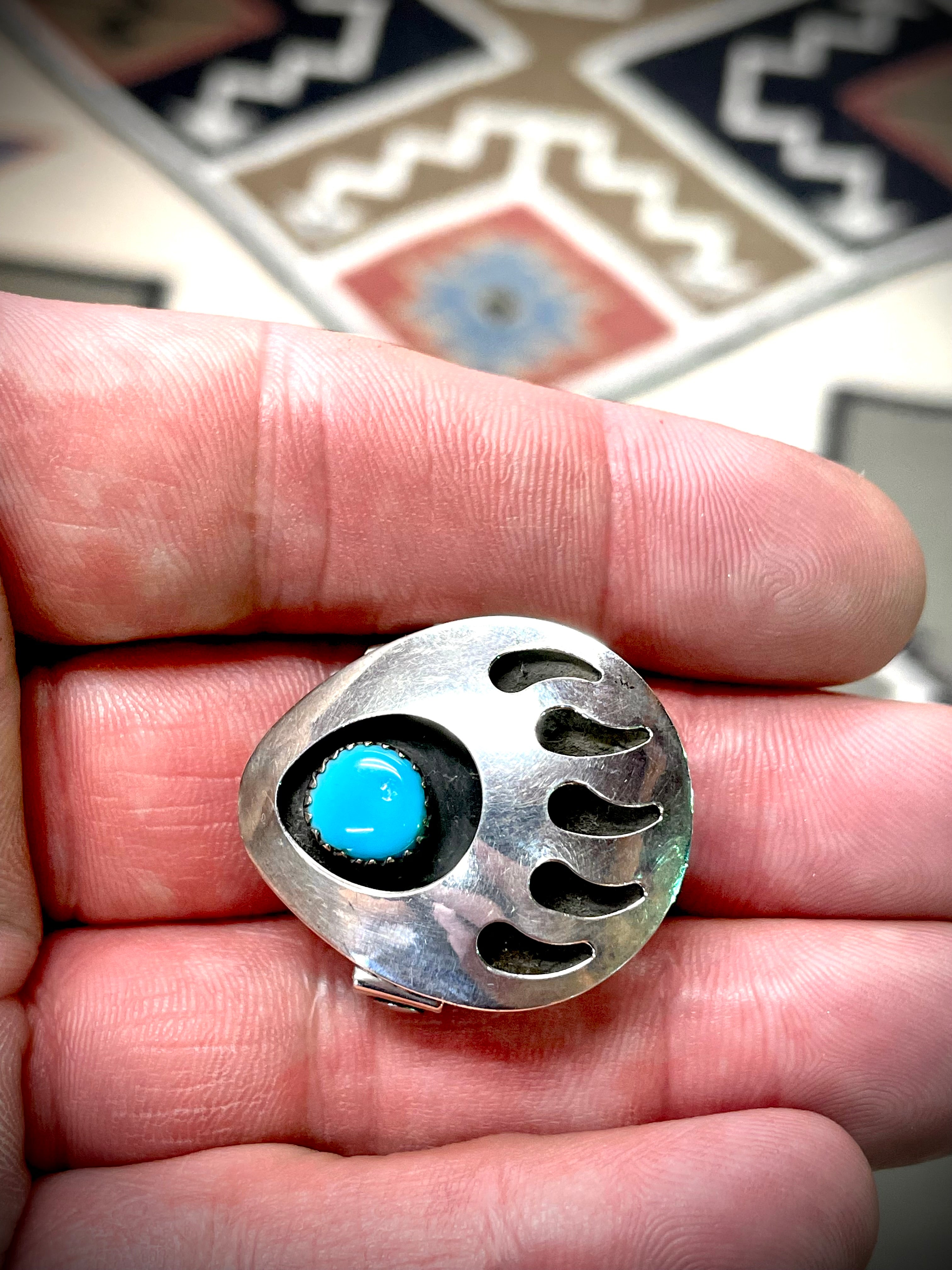 Turquoise Bear Claw Belt Buckle