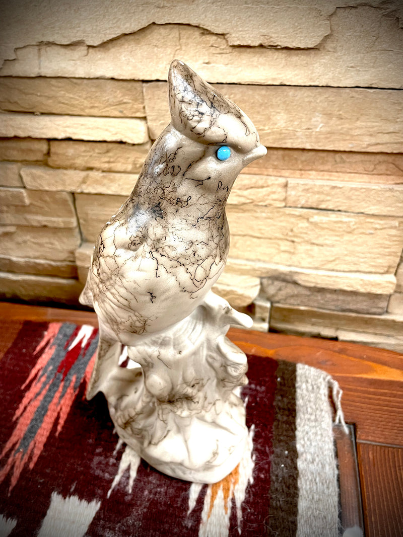 Perched Sparrow Horse Hair Pottery