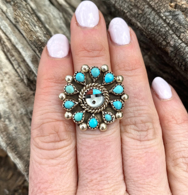 Zuni Sun Face Ring From The Rogers Collection