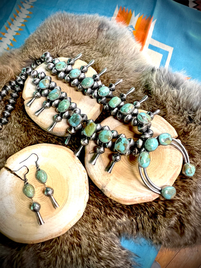 Traditional Navajo Squash Blossom and Earrings