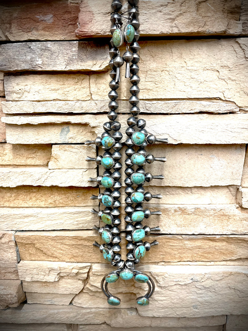 Traditional Navajo Squash Blossom and Earrings