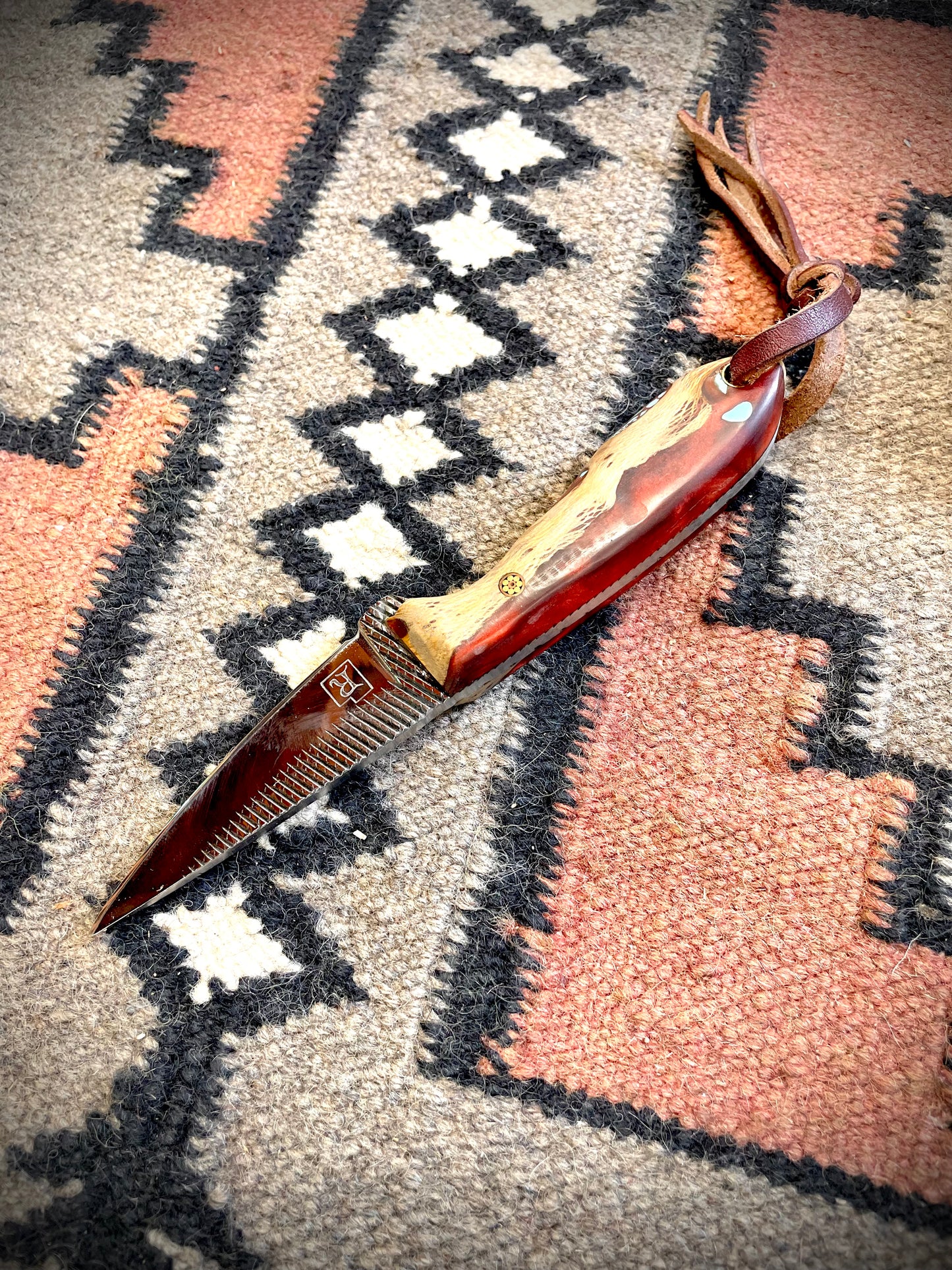 Utah Reed Custom Red and Tan Knife w/ Sheath