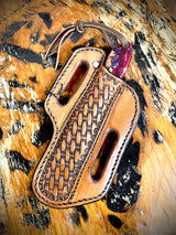 Utah Reed Custom Maroon and Tan Knife w/Sheath