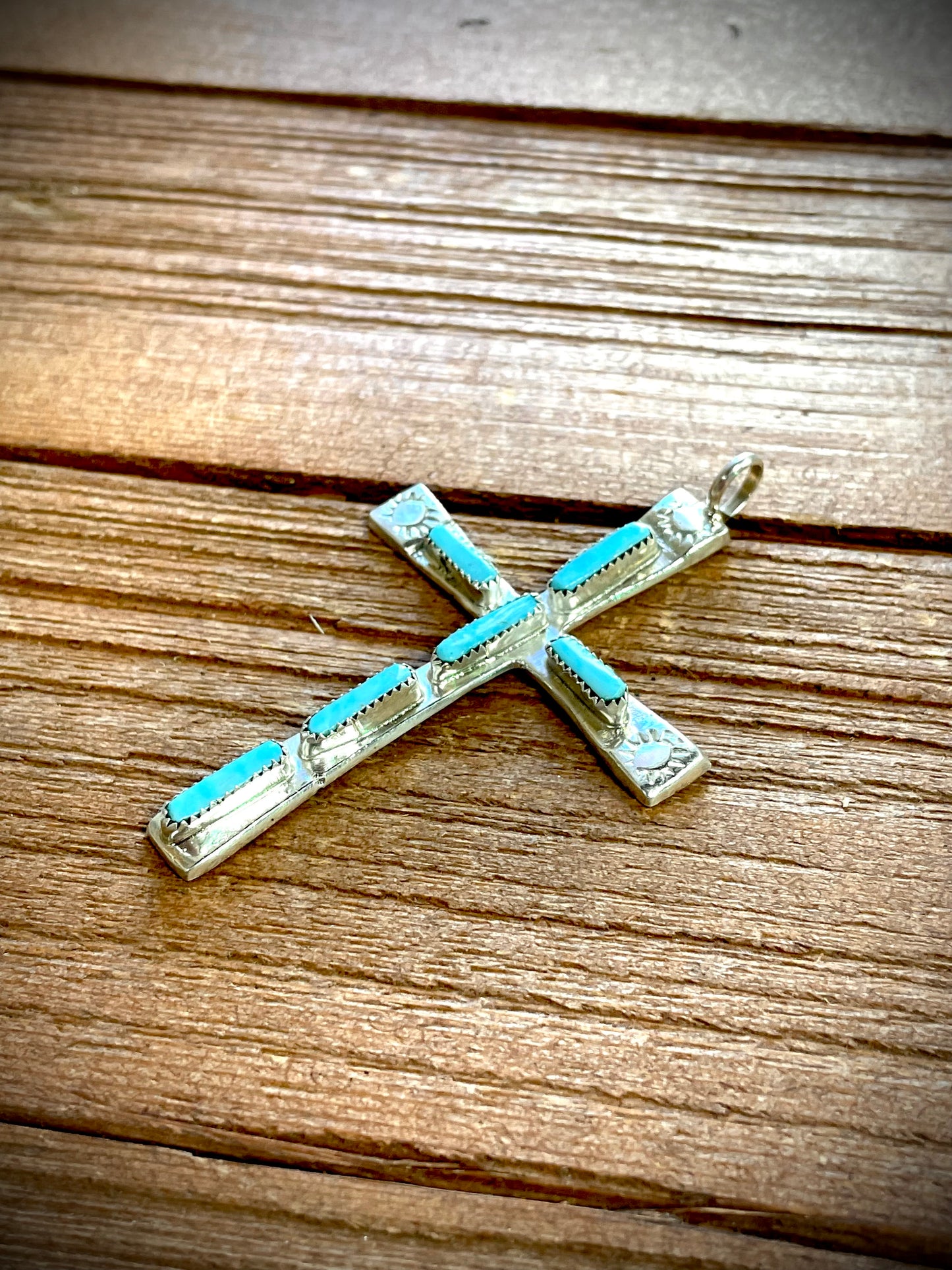 6 Stone Turquoise Cross Pendant