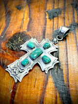 Large Green Turquoise Cross Pendant