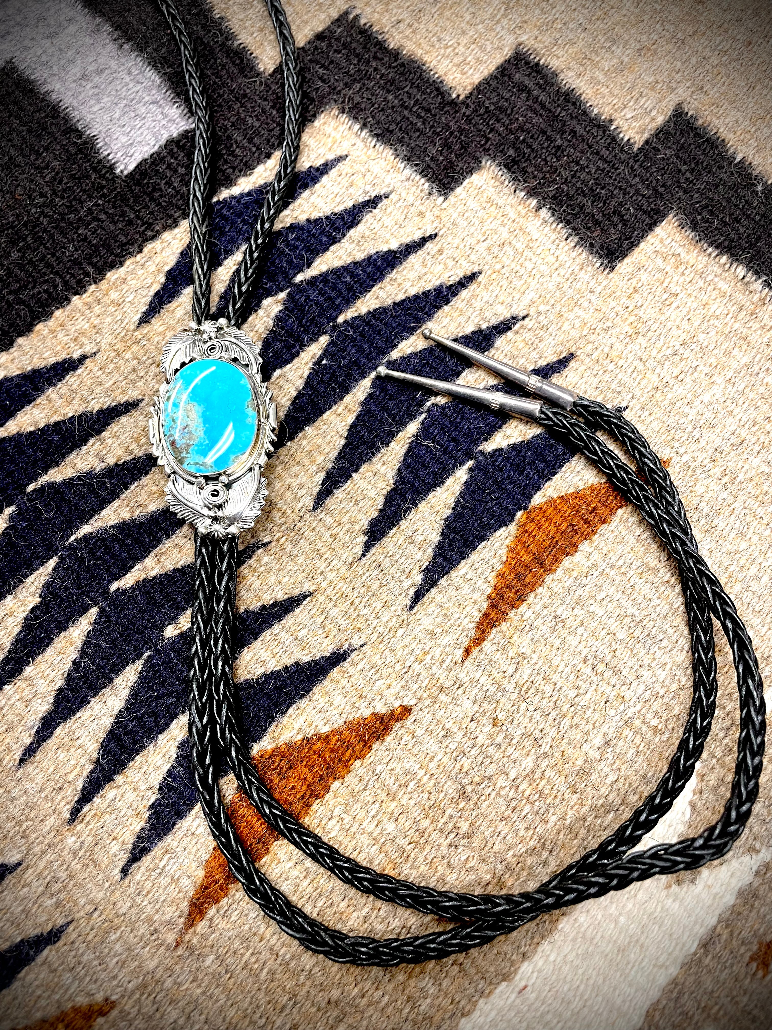 Large Turquoise Bolo Tie Chaco Canyon Trading