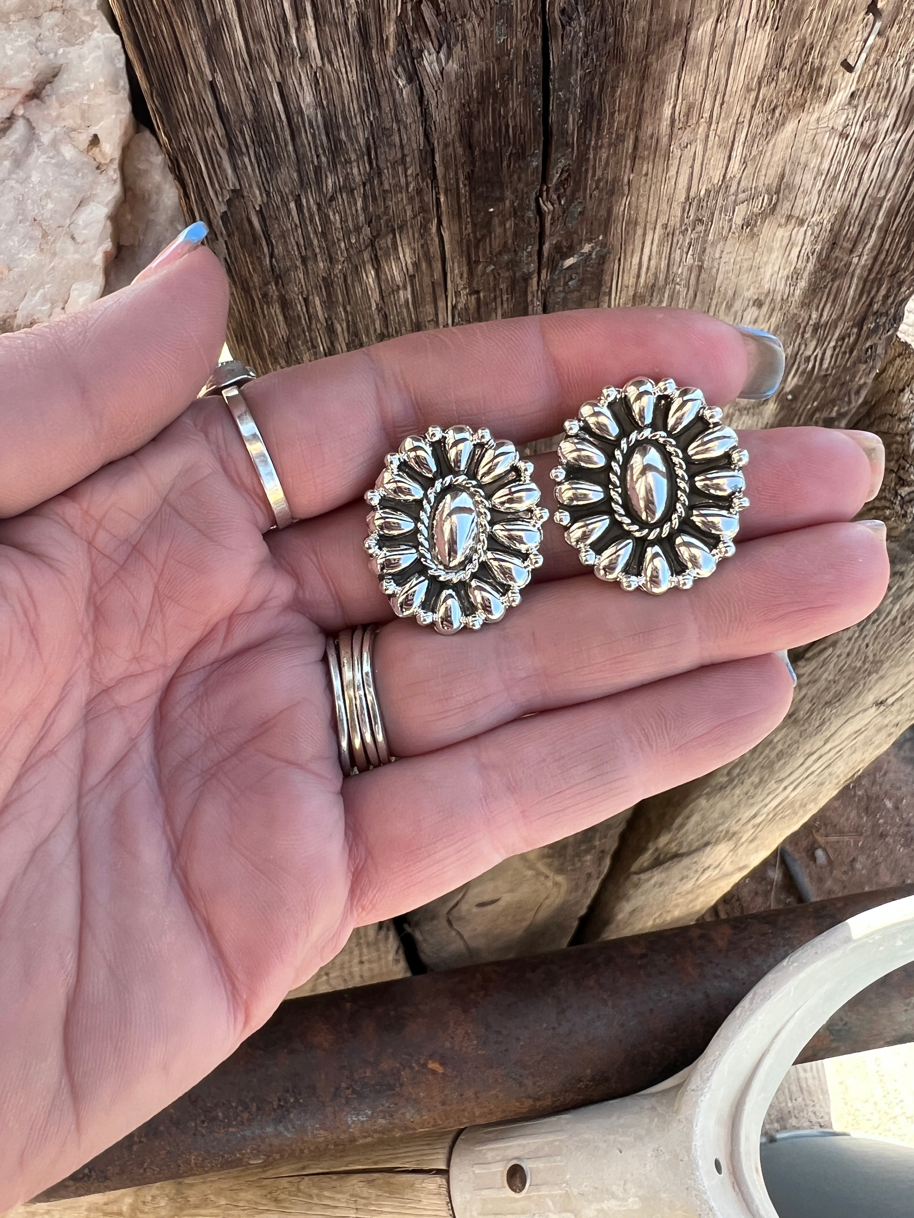 You Need Me Sterling Silver Cluster Earrings