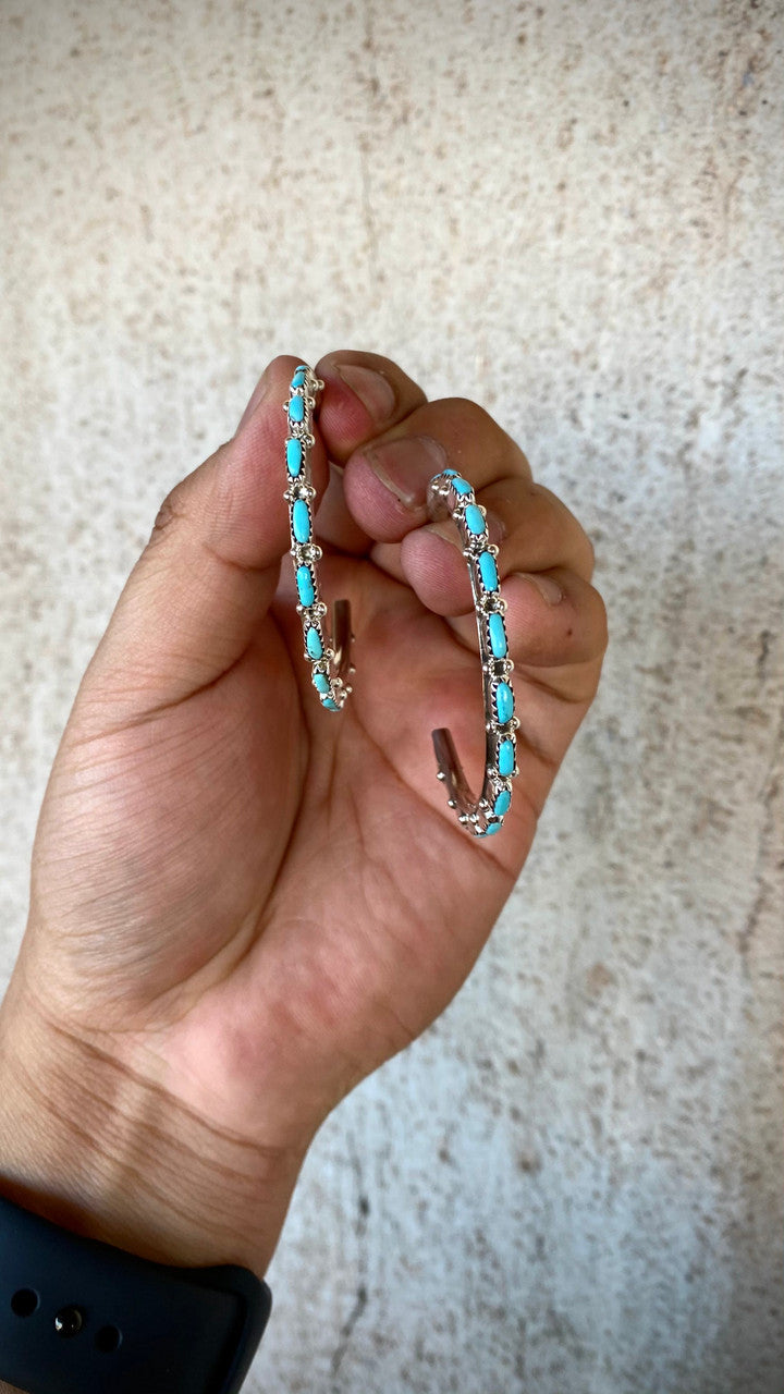 Chaco Canyon 3 5-8" Zuni Hoop Earrings Artist Murray Hannaweeka