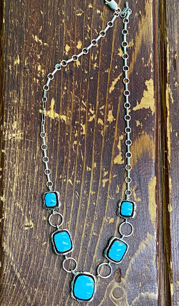 Chaco Canyon Rectangular 5 Stone Kingman Necklace