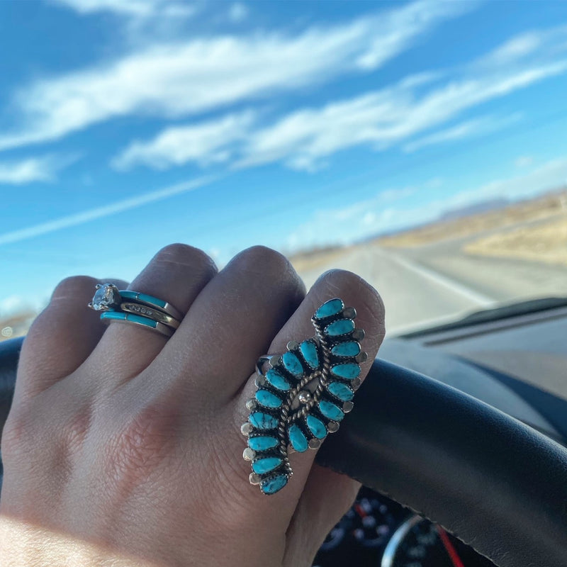 This beautiful "third eye" ring was created by Navajo artist Loretta Delgarito