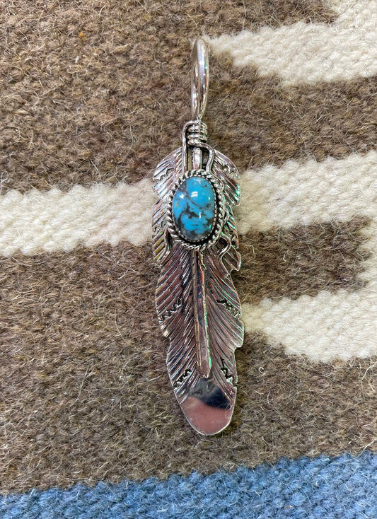 Turquoise Feather Pendant