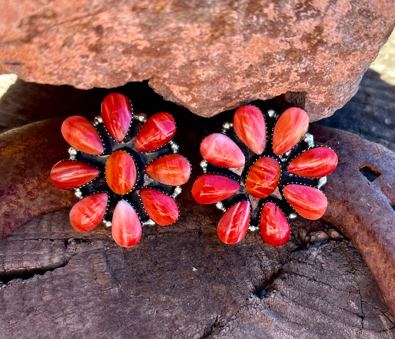 Loretta Delgarito Red Cluster Earrings