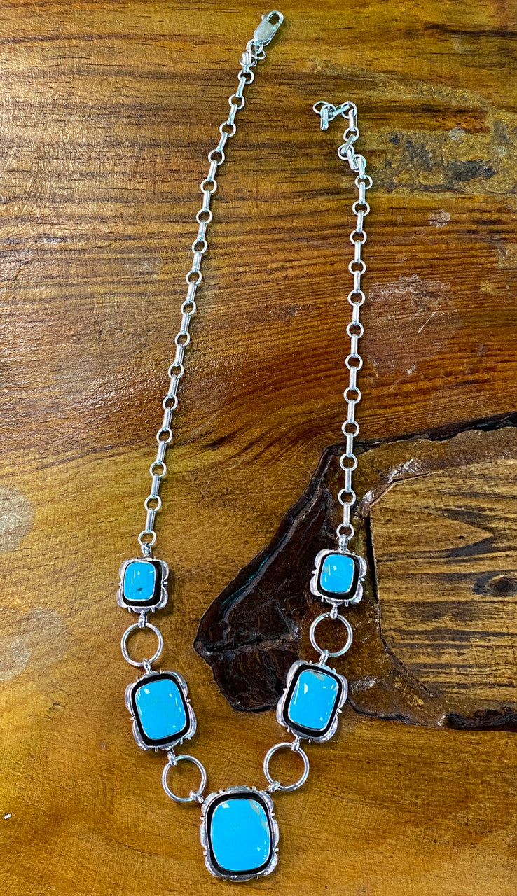 Chaco Canyon Rectangular 5 Stone Kingman Necklace
