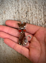 Meow Meow Kitty Cat Pendant - Wild Horse and Coral
