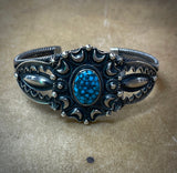 Heavy Stamped Ithaca Peak Turquoise Cuff