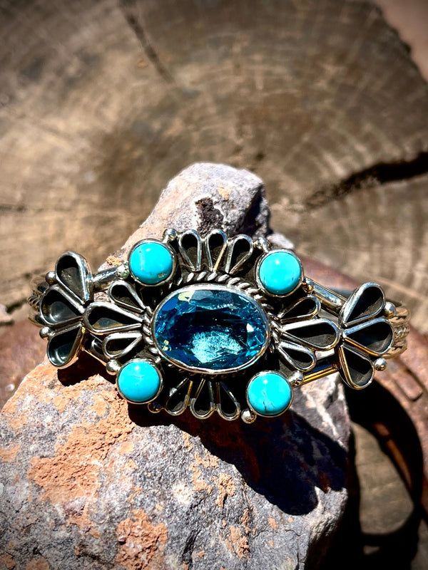 Lloyd Martinez Blue Topaz Kingman Cuff