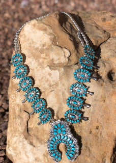 Turquoise And Sterling Squash Blossom