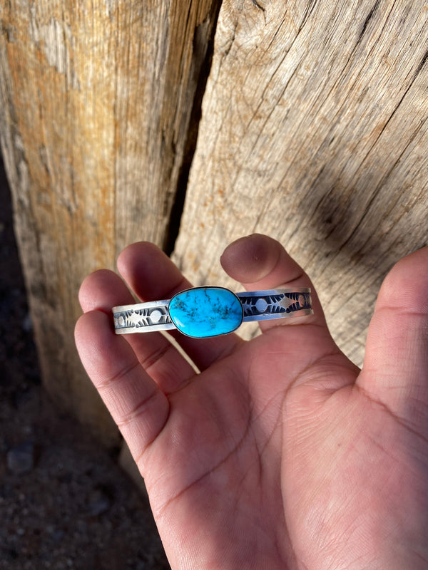 Tahe Men's Stamped Turquoise Cuff