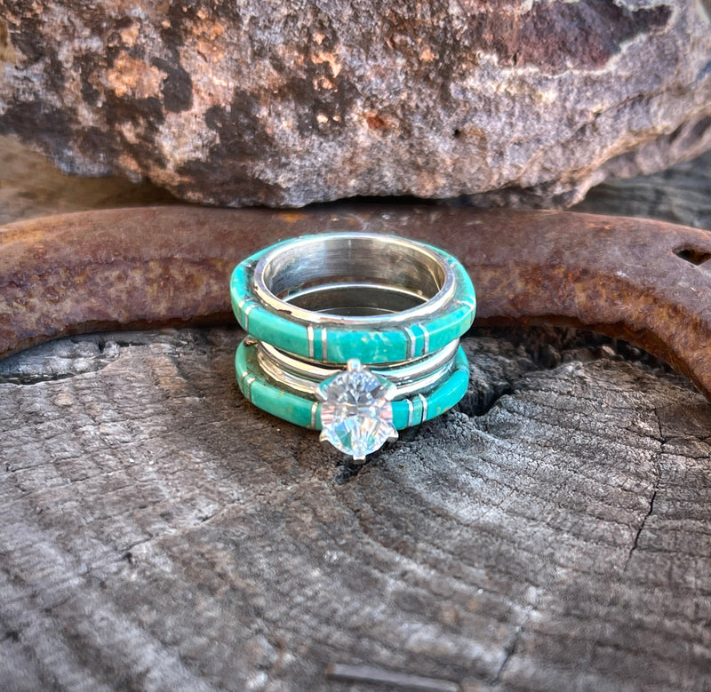 Ceremonial Green Kingman Wedding Band by Terrance and Tammy Panteah