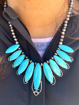 Navajo Tiara Kingman Turquoise Necklace Artist Jimson Belin