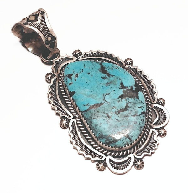 Harrison Joe Kingman Turquoise Hand Stamped Pendant