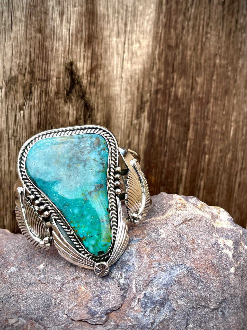 This Stone! One of a Kind Clarence Long Cuff featuring Nevada High Grade Turquoise