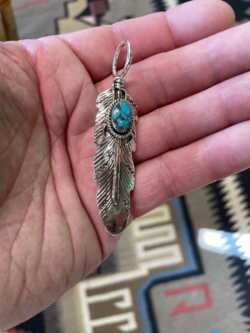 One Stone Feather Pendant