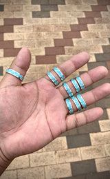 Zig Zag Kingman Turquoise Rings Zuni Tribe