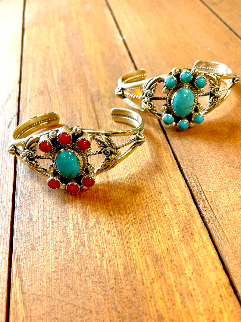 Dawn of Tomorrow Turquoise and Coral Cuff