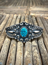 Heavy Stamped Ithaca Peak Turquoise Cuff