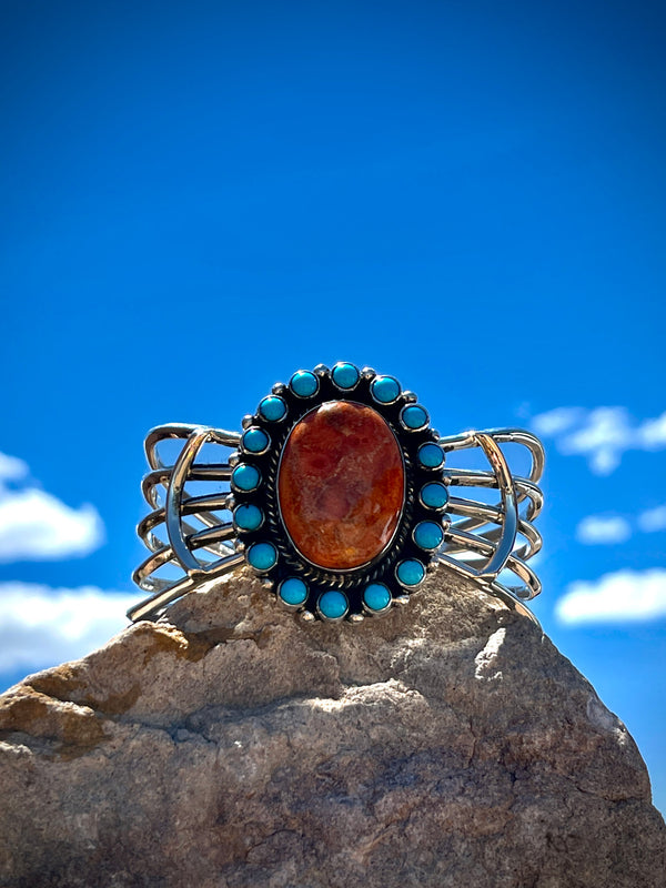 Spiney and Turquoise Cluster Cuff