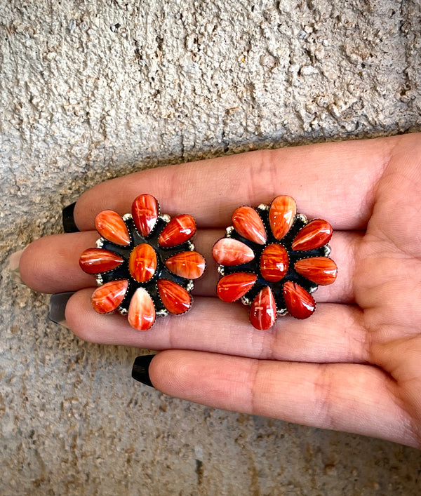 Loretta Delgarito Red Cluster Earrings