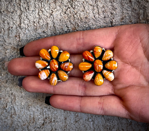Loretta Delgarito Orange Cluster Earrings