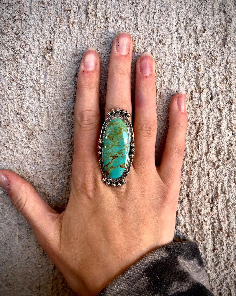 Elongated Statement Ceremonial Kingman Ring