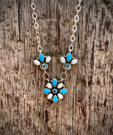 Sleeping Beauty, Australian Opal, Swiss Blue Topaz Lorreta Cluster Necklace