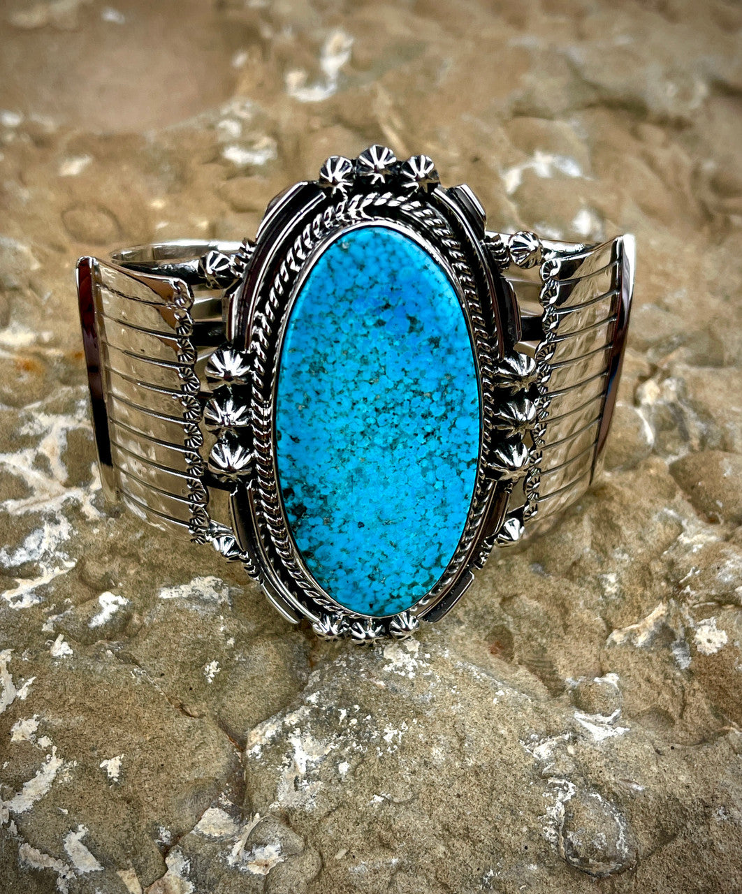 One of a Kind, High Grade Turquoise Cuff by Clarence Long