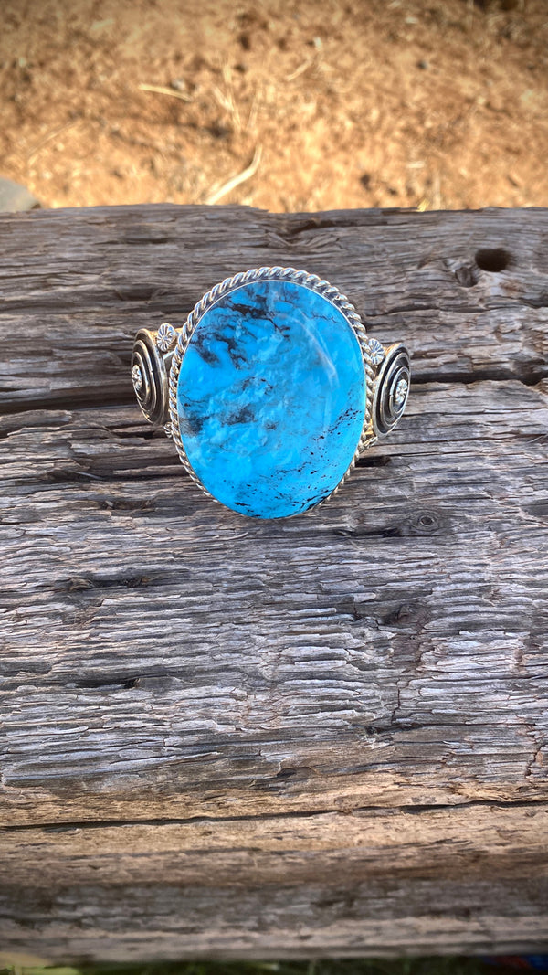 Double Swirl Oval Kingman Turquoise Cuff