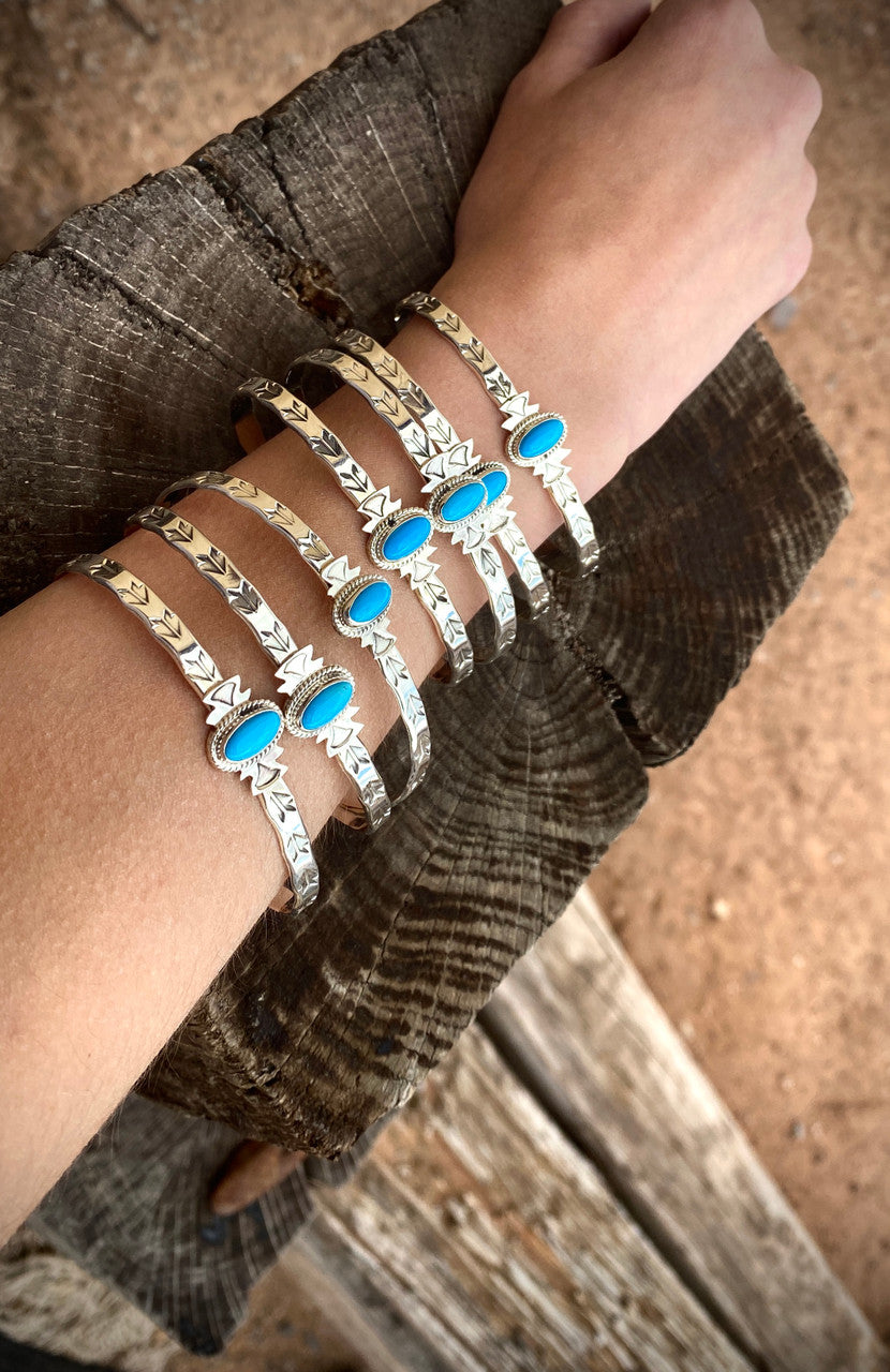Sleeping Beauty Turquoise Stamped Stacker Cuffs