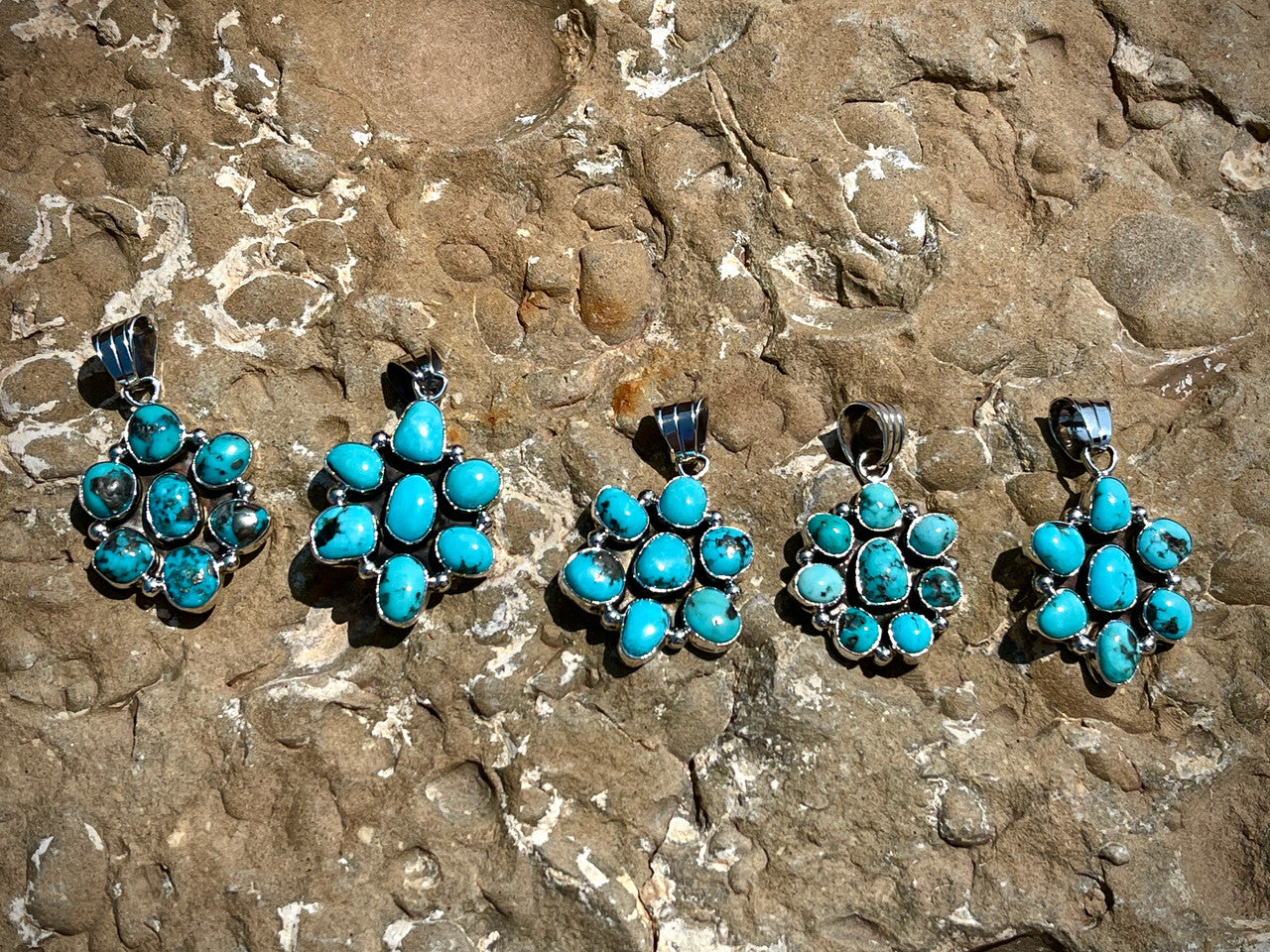 Vintage Nevada Turquoise Cluster Pendant