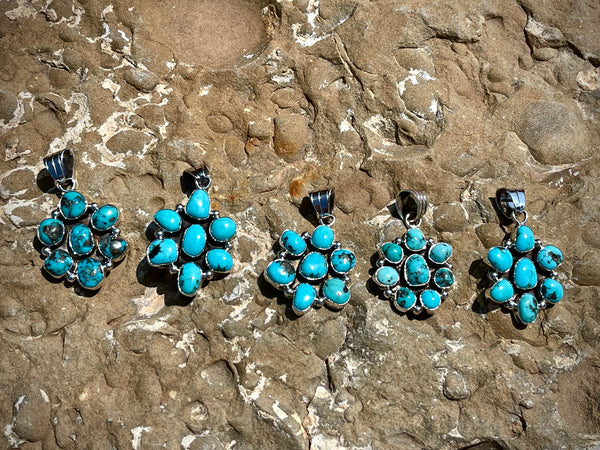 Vintage Nevada Turquoise Cluster Pendant