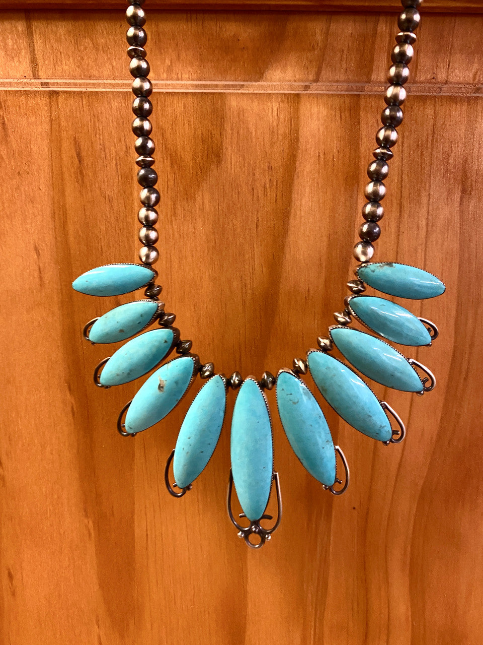 Navajo Tiara Kingman Turquoise Necklace Artist Jimson Belin