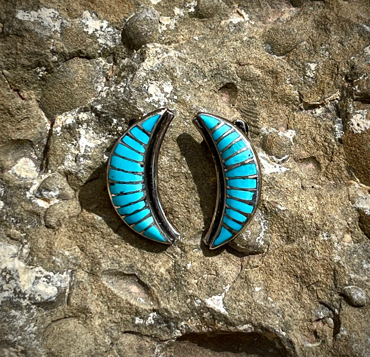 Vintage Zuni Half Moon Clip-On Earrings
