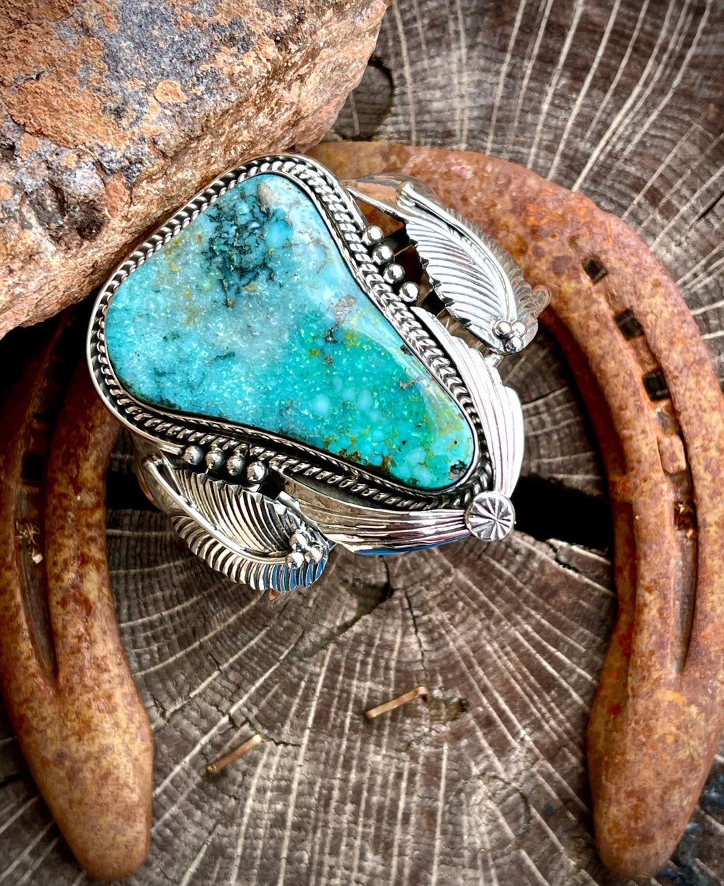 This Stone! One of a Kind Clarence Long Cuff featuring Nevada High Grade Turquoise