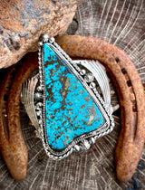 High Grade Nevada Turquoise Cuff by Navajo Artist Clarence Long (one of a kind)